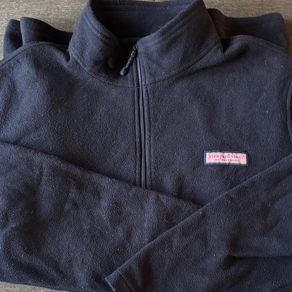 Vineyard Vines Men's Black Fleece Zip-Up Sweater